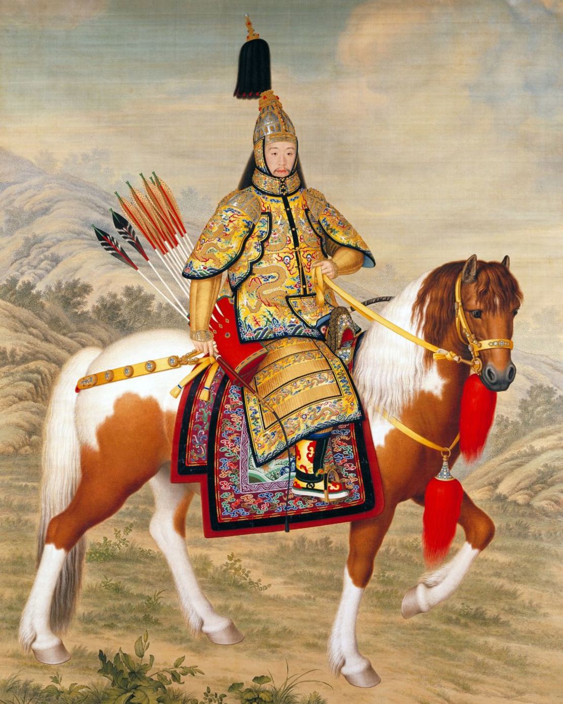 El emperador Qianlong, que aparece aquí en un cuadro de Giuseppe Castiglione, misionero italiano y pintor en la corte imperial de la dinastía Qing, hizo registrar meticulosamente sus dietas y menús durante su reinado de seis décadas (1735-1796). Crédito: Photo 12/Universal Images Group/Getty Images