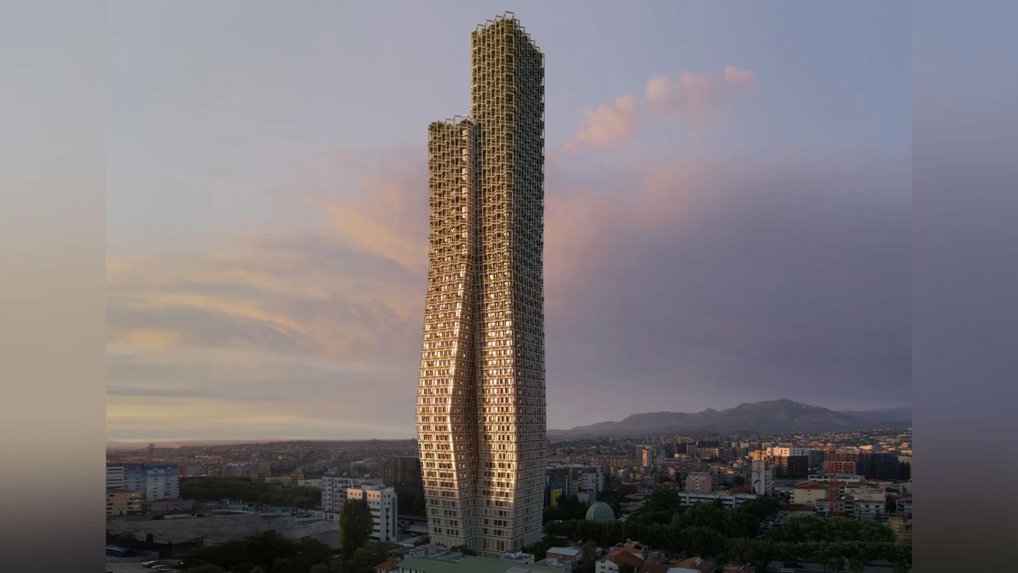Arquitectos revelaron los planos de la Torre Bond, de 50 pisos, en la zona oeste de Tirana, la capital de Albania.