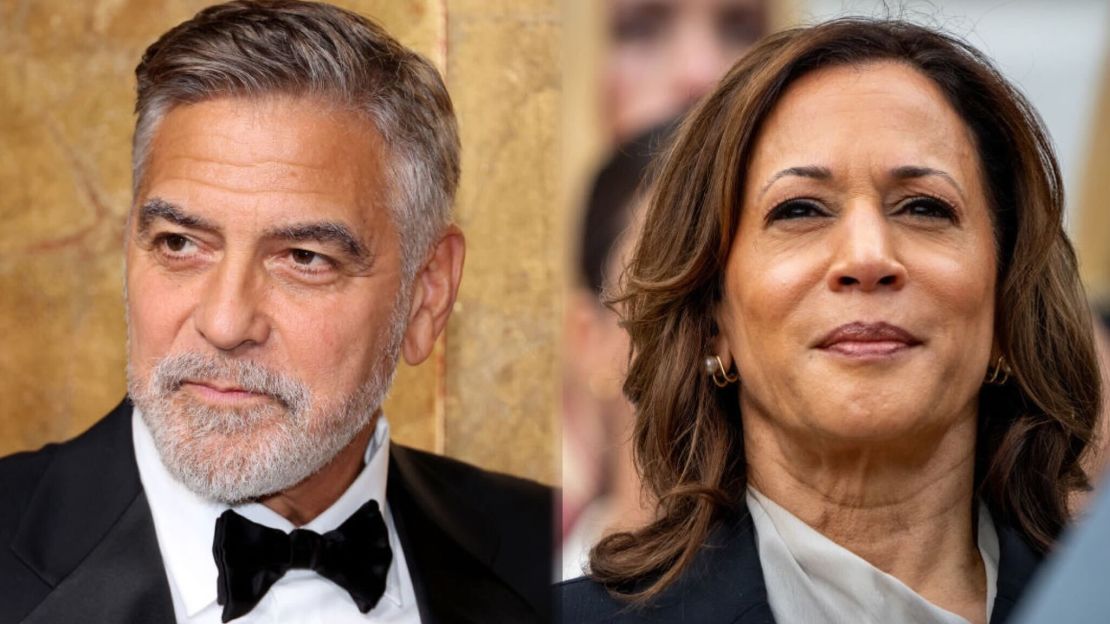 George Clooney y Kamala Harris.