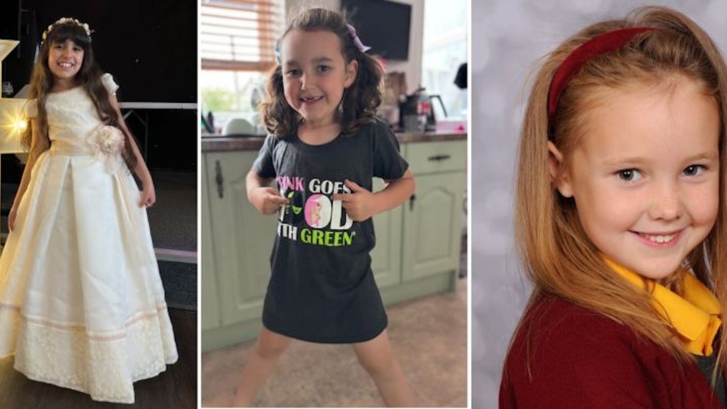De izquierda a derecha: Alice Dasilva Aguiar, de 9 años, Bebe King, de 6, y Elsie Dot Stancombe, de 7, víctimas del ataque.
