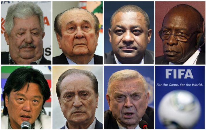 Algunos de los directivos involucrados en el caso de corrupción en la FIFA.