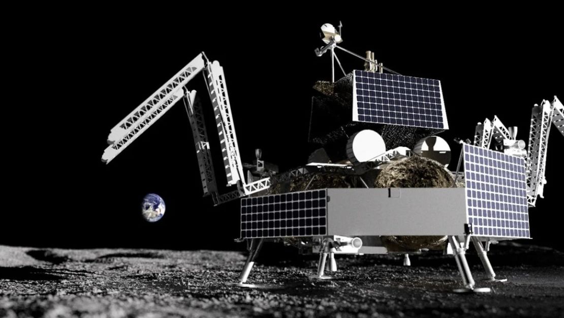 Está previsto que el módulo de aterrizaje lunar Astrobotic Griffin (representado en la imagen) despegue no antes de fines de 2025. El módulo de aterrizaje lunar fue diseñado para llevar el rover VIPER de la NASA como su carga útil principal. Crédito: NASA.