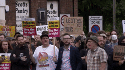Police respond to clashes between far-right demonstrators and counter-protesters in Sheffield, August 7, 2024. CNN