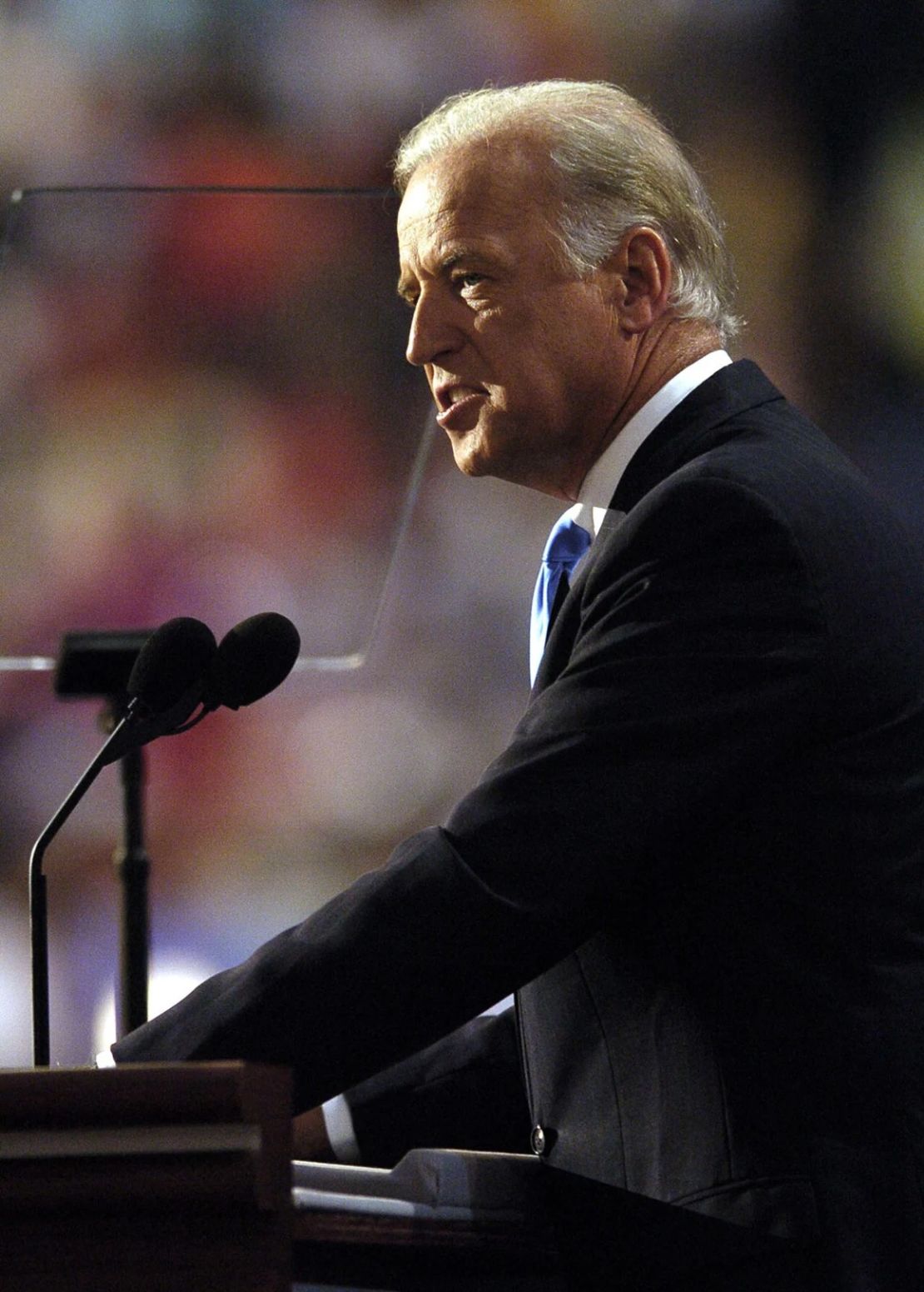 Biden habla en la última noche de la convención demócrata de 2004 en Boston. Crédito: Stan Honda/AFP/Getty Images.