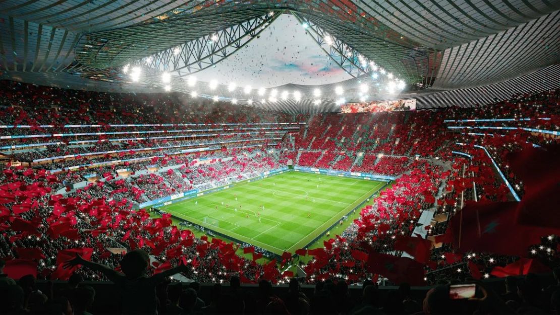 Una representación del interior del estadio, que tendrá extremos lo suficientemente grandes como para albergar a casi 30.000 aficionados cada uno. Crédito: Populous/Oualolou + Choi.