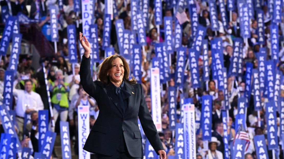 Kamala Harris durante la Convención Nacional Demócrata