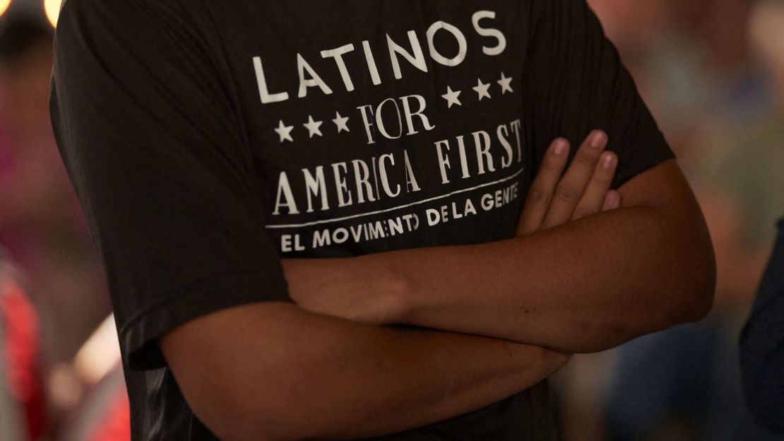 Remera de los seguidores latinos del expresidente Donald Trump