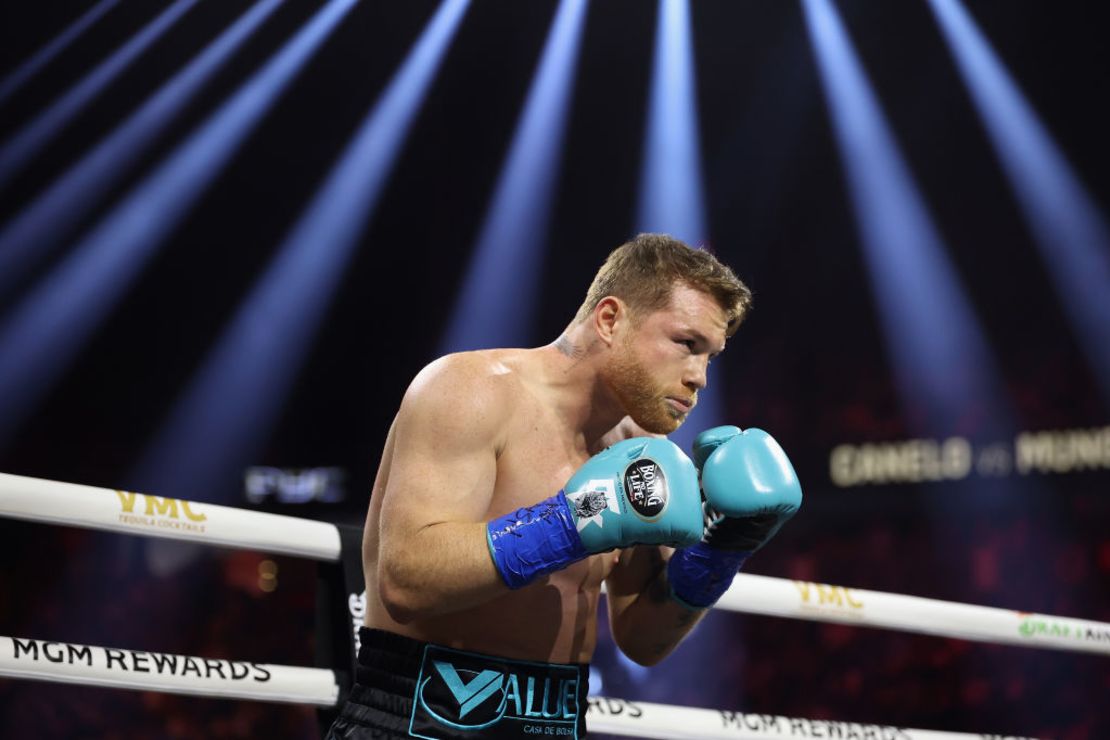 Canelo Alvarez during his fight against Jaime Munguia at the T-Mobile Arena in Las Vegas, Nevada on May 4, 2024. Credit: Christian Peterson/Getty Images