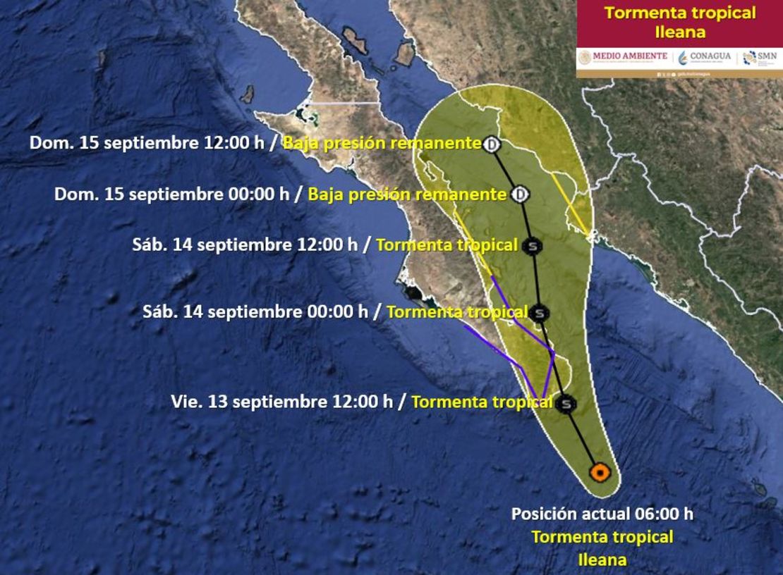 La tormenta tropical Ileana impactará sobre el sur de la península de Baja California.