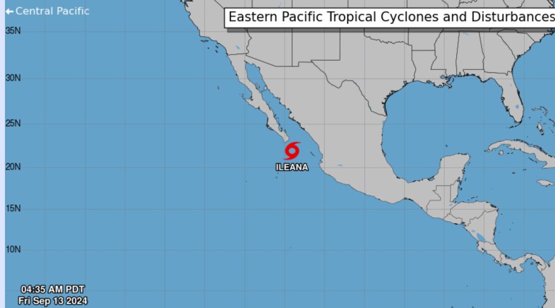 Illana is a tropical storm track heading toward the Gulf of California. (NHC).