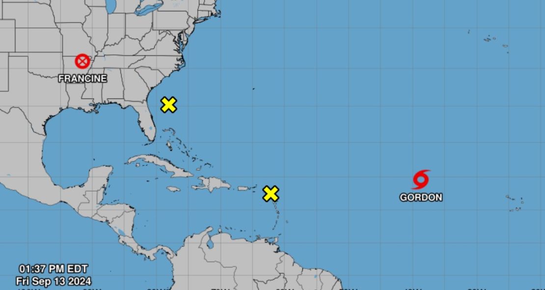 Trayectoria de la tormenta tropical Gordon en el Atlántico. (Fuente: NHC).