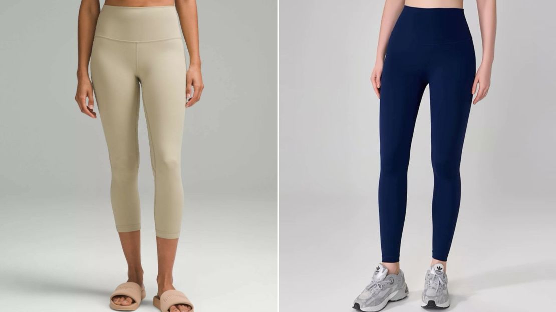 Lululemon tiene muchos imitadores en China. La imagen de la izquierda muestra un par de sus leggings Align de US$106, y la de la derecha es de un competidor que cobra alrededor de US$ 12.