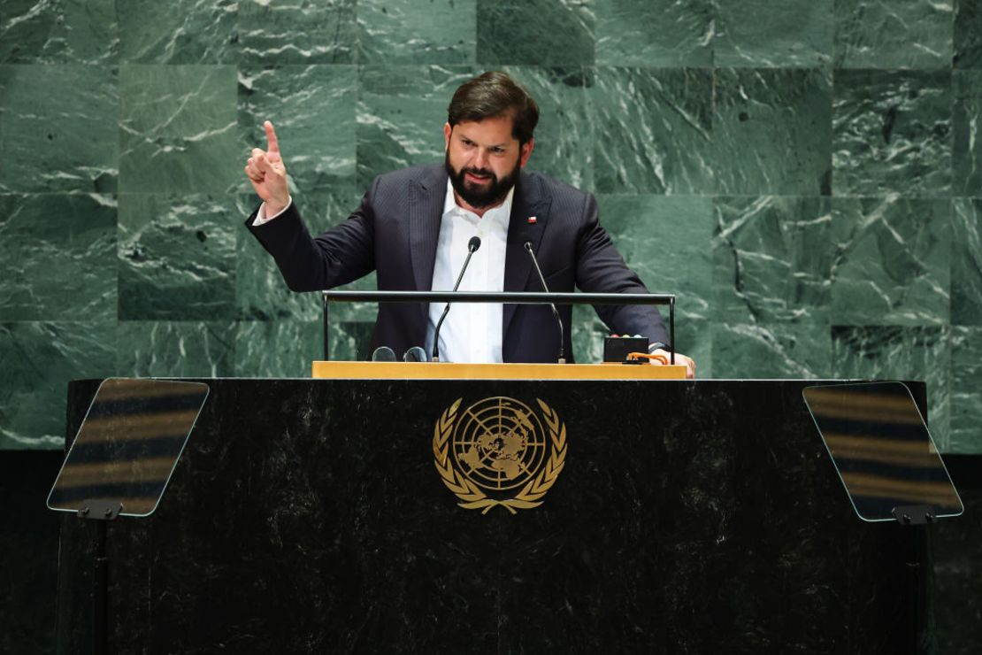 Gabriel Boric, presidente de Chile, habla durante la Asamblea General de las Naciones Unidas el 24 de septiembre de 2024. Crédito: Michael M. Santiago/Getty Images