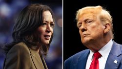 La vicepresidenta Kamala Harris y el expresidente Donald Trump.