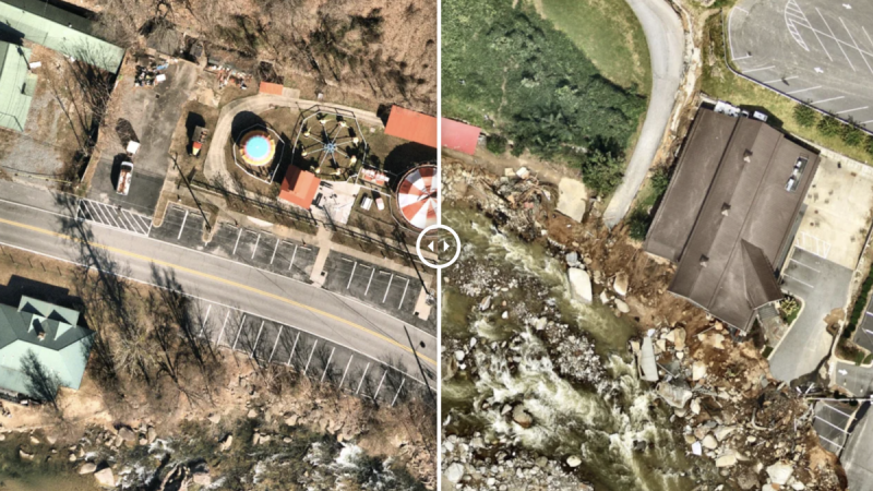 Before and after pictures show Helen wiped parts of North Carolina off the map