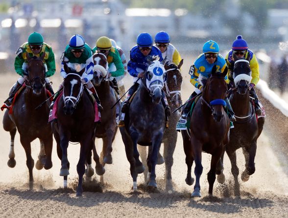 American Pharoah salió desde el carril 5 del Belmont Stakes en donde conquistó la Triple Corona.