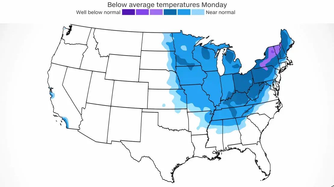 The eastern part of the country will record below average temperatures till Friday.