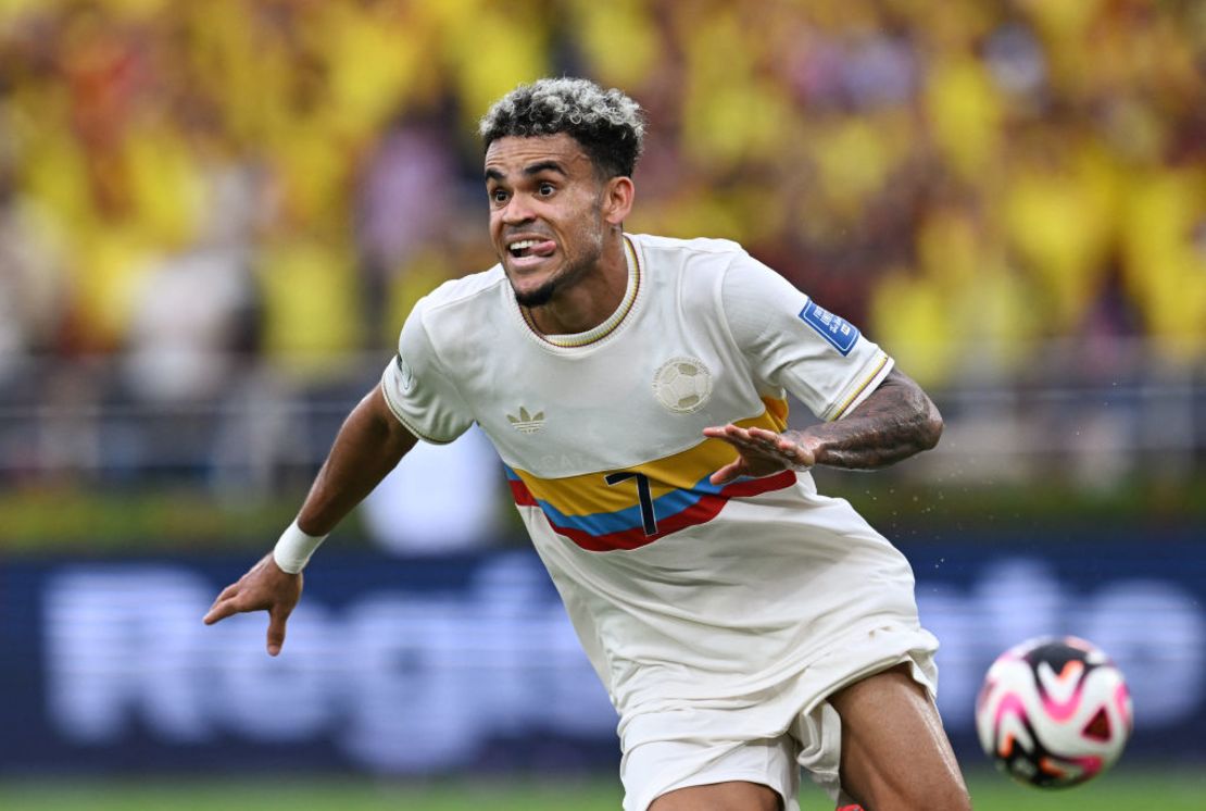 Luis Díaz celebra su gol. Crédito: RAUL ARBOLEDA/AFP via Getty Images