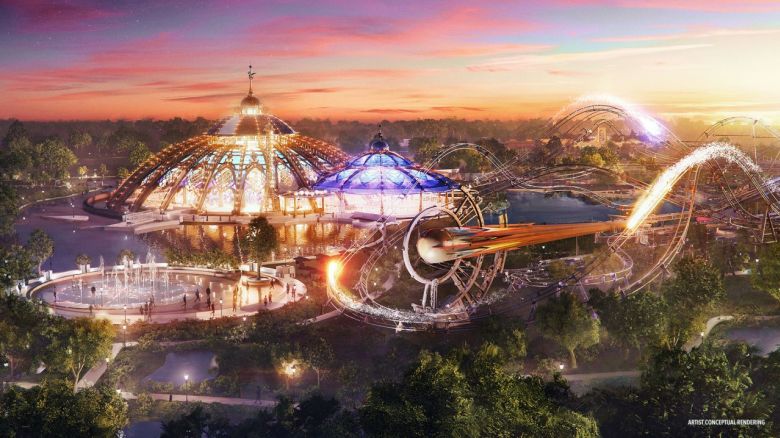 Celestial Park, que se muestra en un render, servirá como principal punto de entrada a Epic Universe, cuya apertura está prevista para el 22 de mayo de 2025. Universal Parks USA