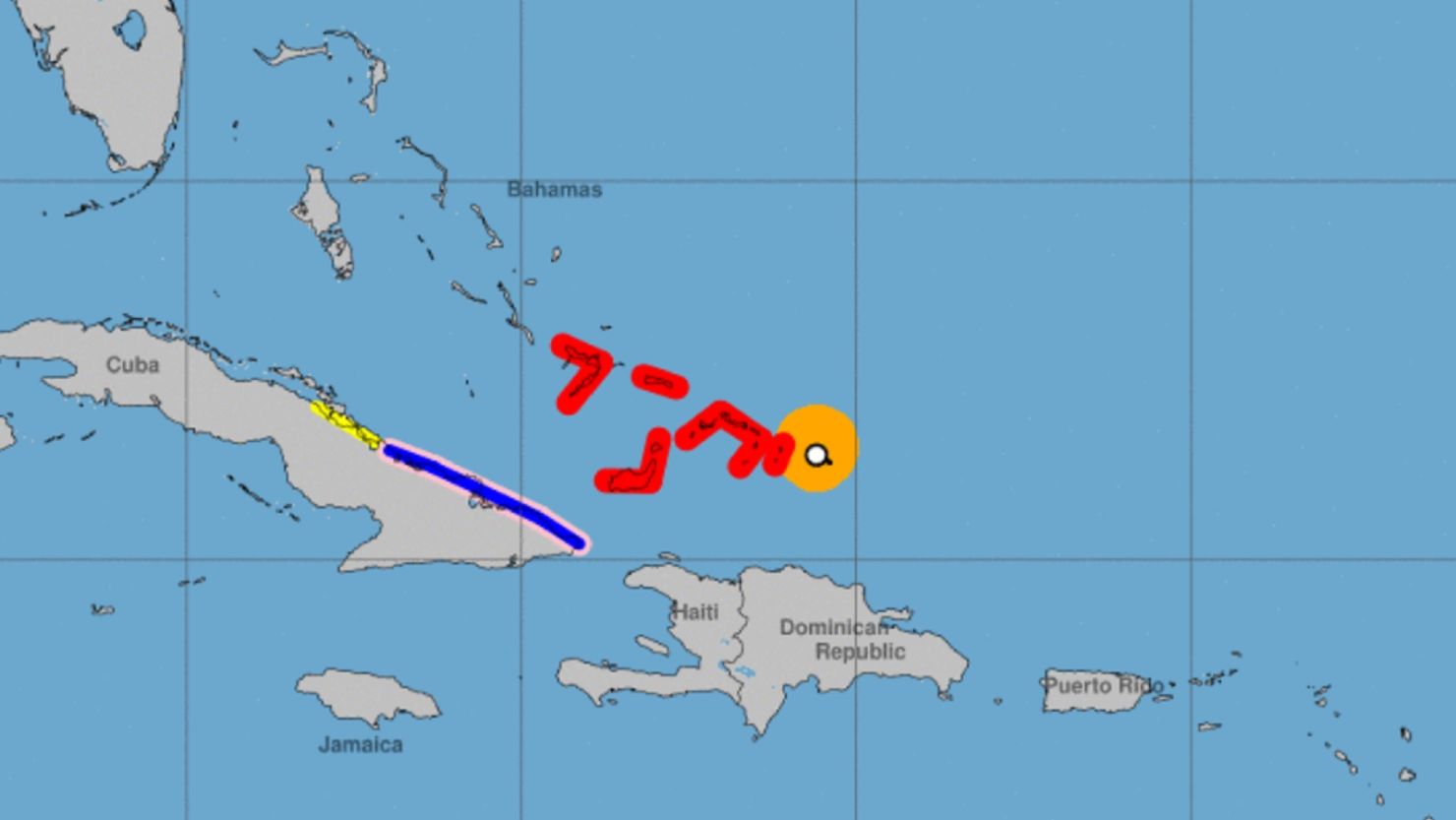 Impacto de los vientos del huracán Oscar, en el reporte de las 2 pm ET del NHC