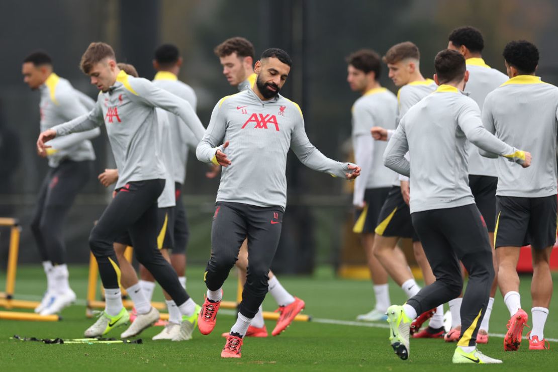 Mohamed Salah del Liverpool participa en una sesión de entrenamiento en el AXA Melwood Training Centre el 4 de noviembre de 2024 en Liverpool, Inglaterra. Crédito: Jan Kruger/Getty Images