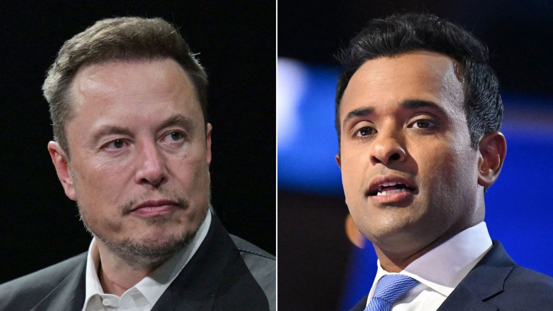 Elon Musk, izquierda, y Vivek Ramaswamy.