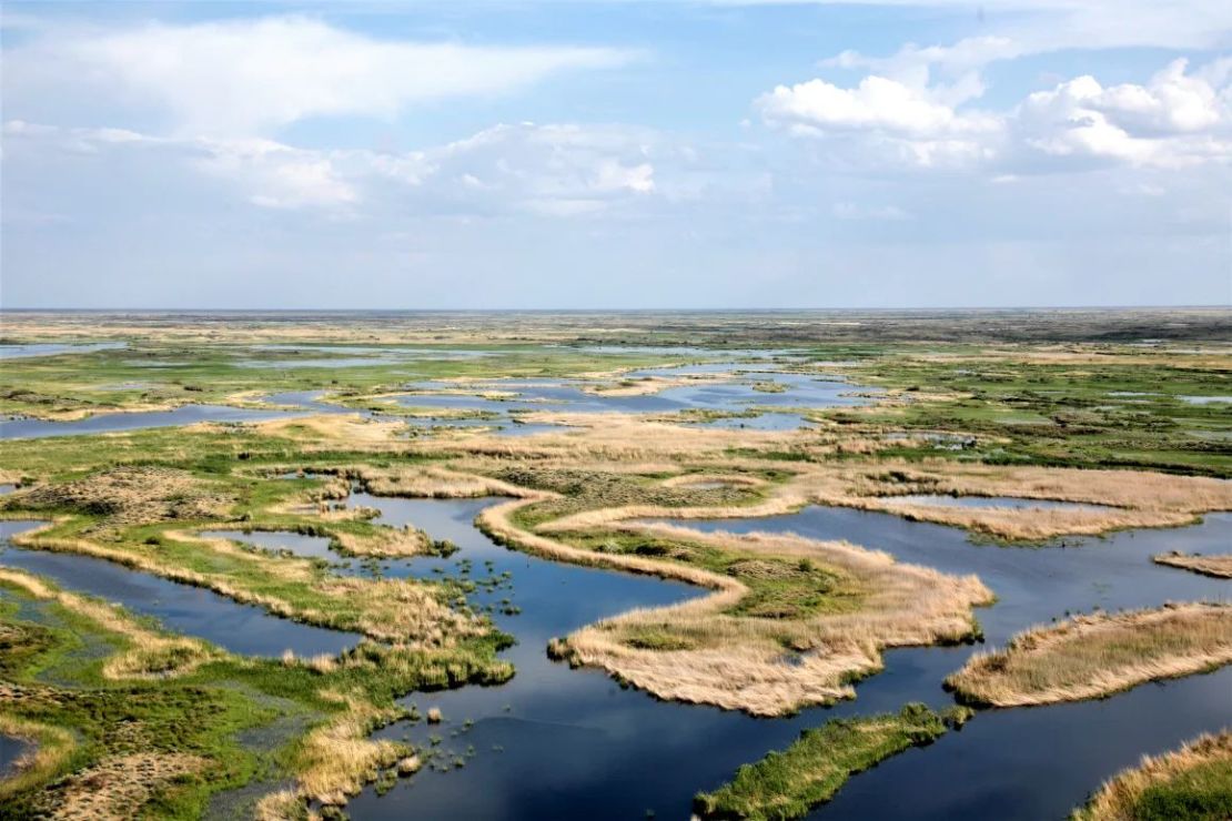 Una toma aérea de la reserva Ile-Balkhash en Kazajstán.