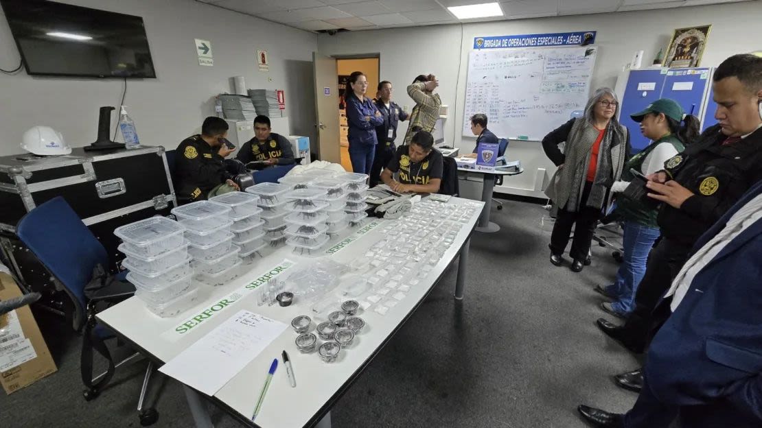 Los funcionarios de Serfor exhiben los insectos confiscados.