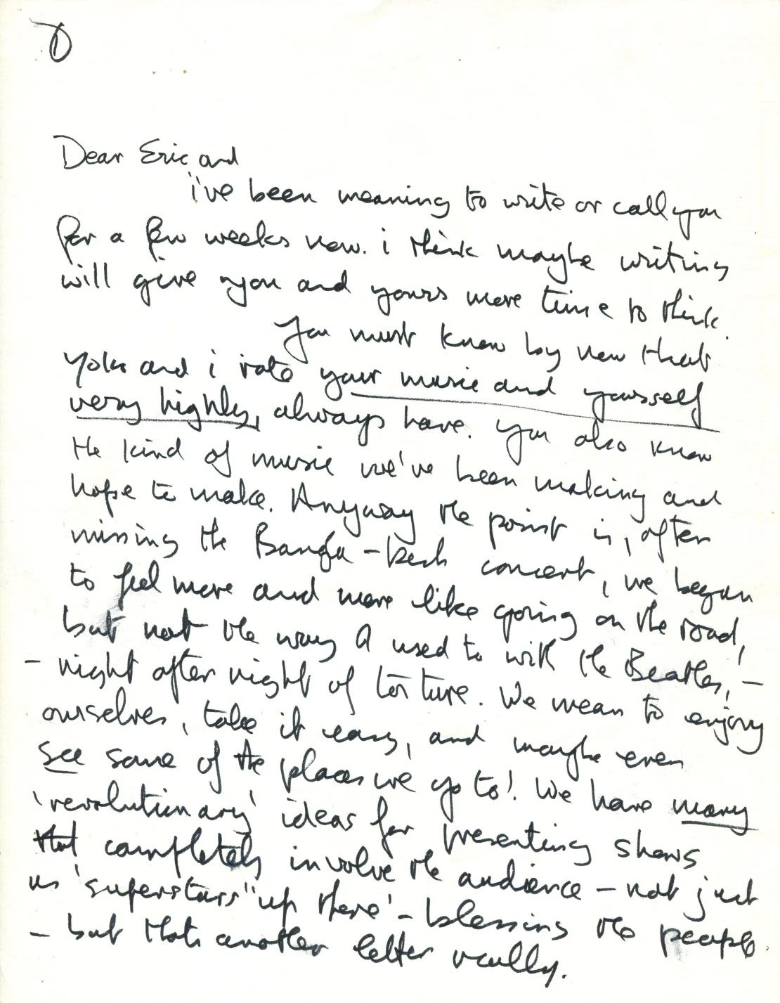 John Lennon escribió el borrador de esta carta de ocho páginas a Eric Clapton.