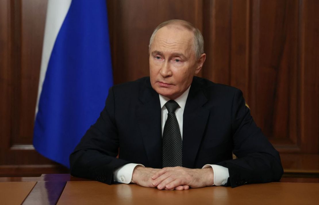 El presidente de Rusia, Vladimir Putin, pronuncia un discurso televisado a la nación en el Kremlin, en Moscú, el 21 de noviembre de 2024.