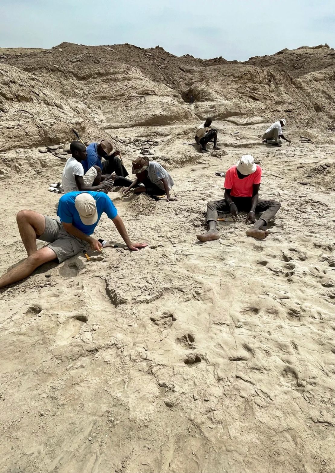 Los miembros del equipo de investigación excavaron la superficie de la pista en 2022. Crédito: Neil T. Roach/Universidad de Harvard.