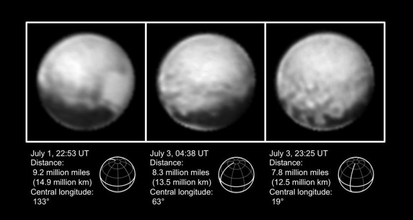 Las imágenes más recientes de alta resolución de Plutón, enviados por la nave espacial New Horizons de la NASA.