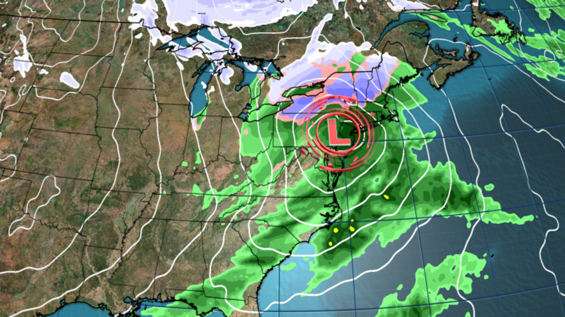 Un escenario pronosticado tiene una potente tormenta avanzando por el noreste el jueves por la tarde.