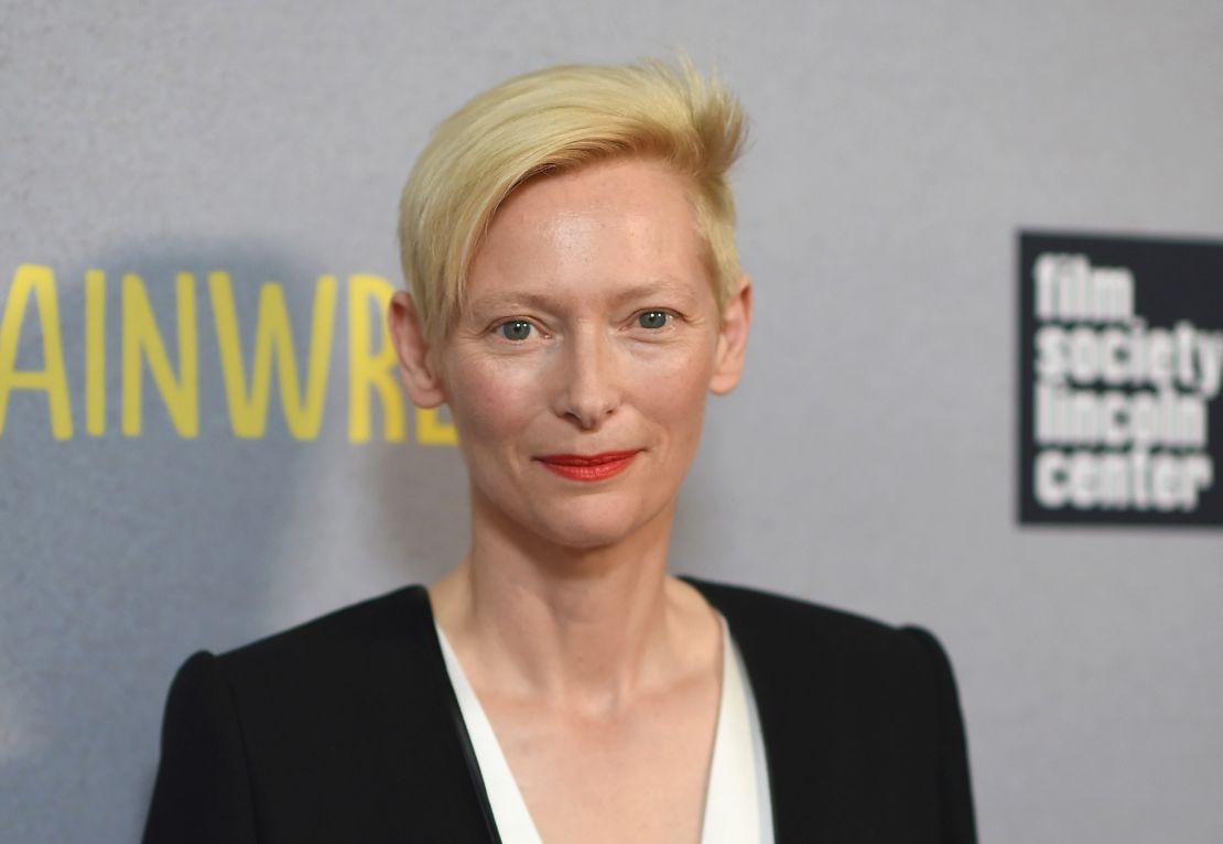 Tilda Swinton en la premier de "Trainwreck" en Nueva York el 14 de julio