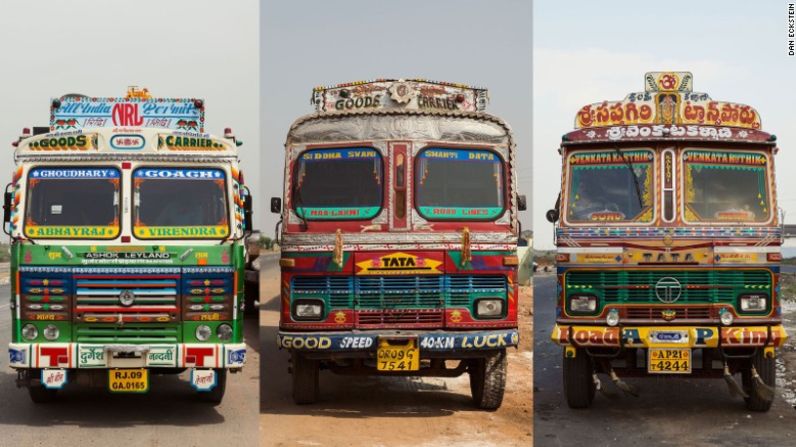 El exterior de los camiones son adornados con slogans, decoraciones y símbolos que revelan más sobre el conductor.