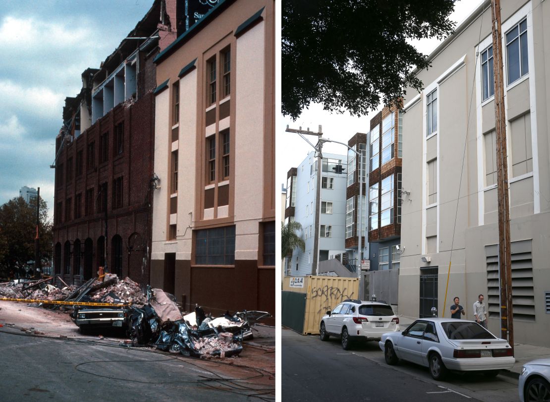 SAN FRANCISCO, CA - OCTUBRE 15: Una foto comparativa, 15 años después del terremoto ocurrido el 17 de octubre de 1989 en San Francisco, California, cuando 63 personas murieron y cerca de 4 mil resultaron heridas.