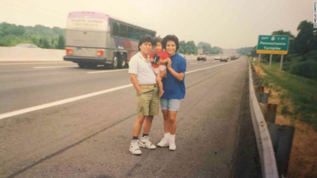 Michelle con sus padres, Julio y Anna, de viaje por Estados Unidos.