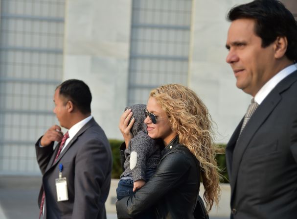 Shakira llega a la sede de Naciones Unidas este viernes para el discurso del papa.