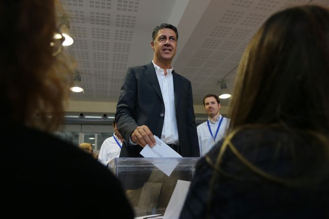 El candidato del Partido Popular de Cataluña, Xavier Garcia Albiol, emitiendo su voto (CESAR MANSO/AFP/Getty Images).
