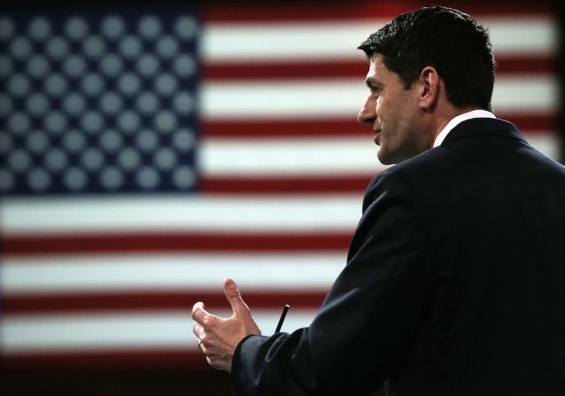 Ryan durante su discurso ante el Congreso después de la votación que lo nombró el nuevo presidente de la Cámara de Representantes.