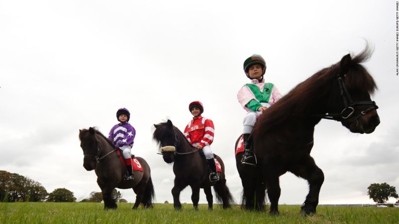 ¿Acaso esta es la carrera de caballos más adorable del mundo? En la Copa de Oro Pony Shetland los niños se suben a la silla de montar.