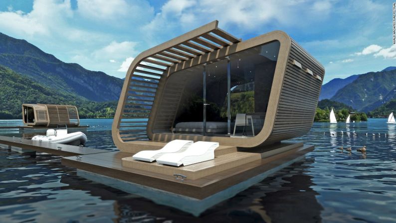 La suite flotante por Torrisi & Procopio Architetti: la suite flotante es una alternativa de futuro a una habitación de hotel tradicional. Funciona como una suite de 25 metros cuadrados que flota sobre el agua y cuenta con un dormitorio, baño y espacio al aire libre.