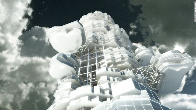 Ciudad de las Nubes por la Unión de Arquitectos de Kazajistán- La bien llamada Ciudad de las Nubes toma su diseño de las formaciones de nubes, las cuales son descritas por la Unión de Arquitectos de Kazajistán como un símbolo del cielo pacífico y tranquilidad.