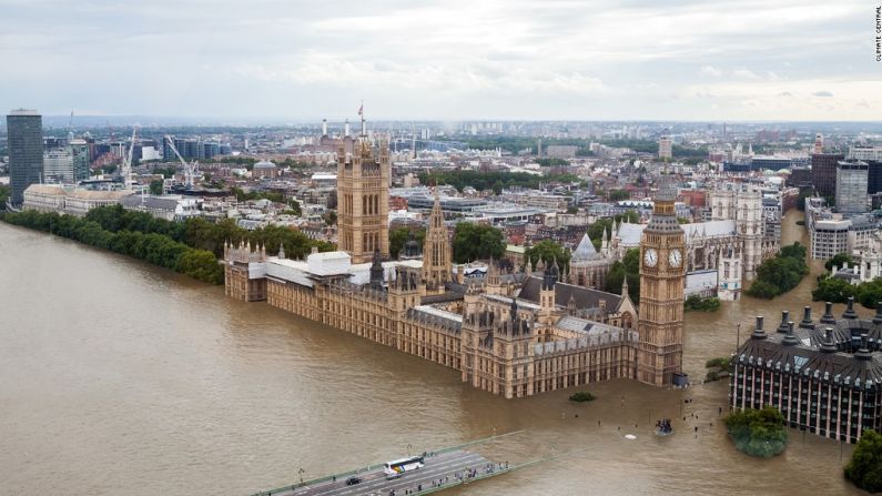 Y así se vería el Parlamento británico si las temperaturas suben hasta 4 grados.