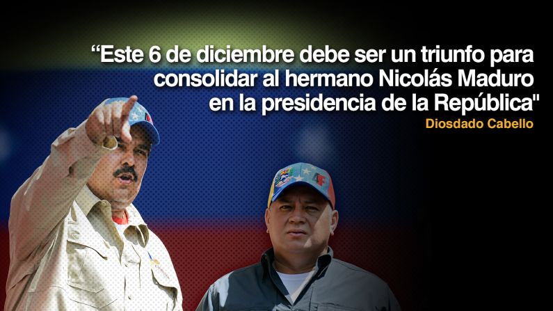 "Este 6 de diciembre debe ser un triunfo para consolidar al hermano Nicolás Maduro en la presidencia de la República", dijo el presidente de la Asamblea Nacional, Diosdado Cabello.