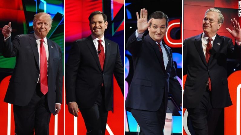 Donald Trump, Marco Rubio, Ted Cruz y Jeb Bush fueron los aspirantes sobresalientes durante el debate de CNN y Facebook.