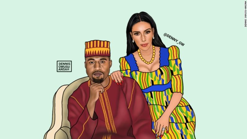 Dennis Owusu-Ansah es un artista ghanés con residencia en Nueva York, cuyas imágenes de arte pop están arrasando con Instagram. El artista le dijo a CNN "la pieza de la que estoy más orgulloso es la de "Kanye West y Kim Kardashian" porque fue sumamente desafiante.