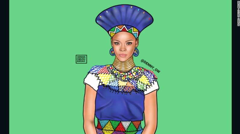 Su trabajo no parece estar aminorando la marcha y junto a estas celebridades adaptadas, Owusu-Ansah ha creado una línea de ropa. Aquí él ha llamado a Rihanna Robyn, Rihanna Amahle Fenty.