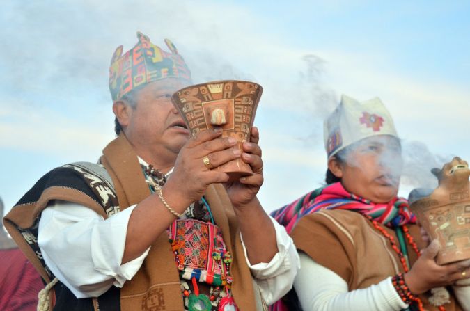 El presidente Morales llegó a las 5:30 a.m. a Tiahuanaco para iniciar este ritual ancestral.