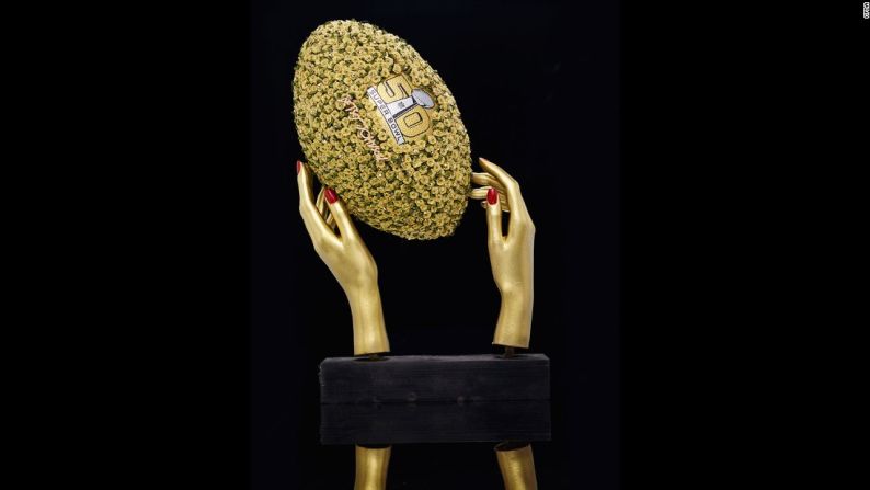 La Liga Nacional de Fútbol Americano se ha asociado con 50 diseñadores del Consejo de Diseñadores de Moda de Estados Unidos en una serie de balones de fútbol americano extravagantemente adornados. Esta pieza de Betsey Johnson incluye rosetones de oro. Dale un vistazo a estos exóticos diseños.